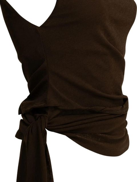 GANNI knot-detail side-tie tank top - Brown