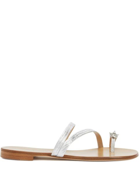 Giuseppe Zanotti Febe crystal-embellished leather sandals - Silver - zdjęcie produktu nr 1