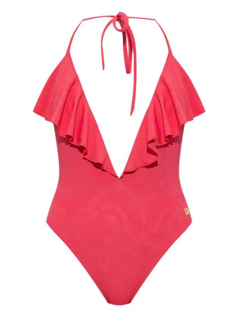 Balmain ruffled halter swimsuit - Red - zdjęcie produktu nr 1
