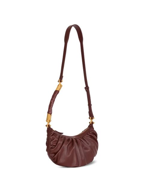 Balmain Ebene ruched leather shoulder bag - Brown