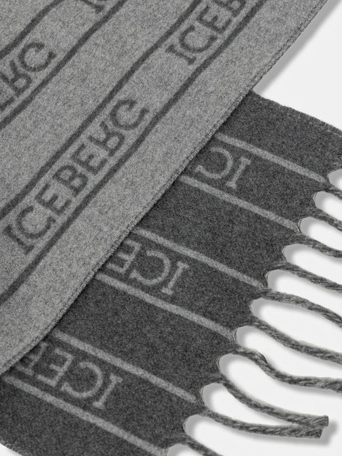 Iceberg szalik wełniany damski kolor szary wzorzysty 6910 6948 - zdjęcie produktu nr 2