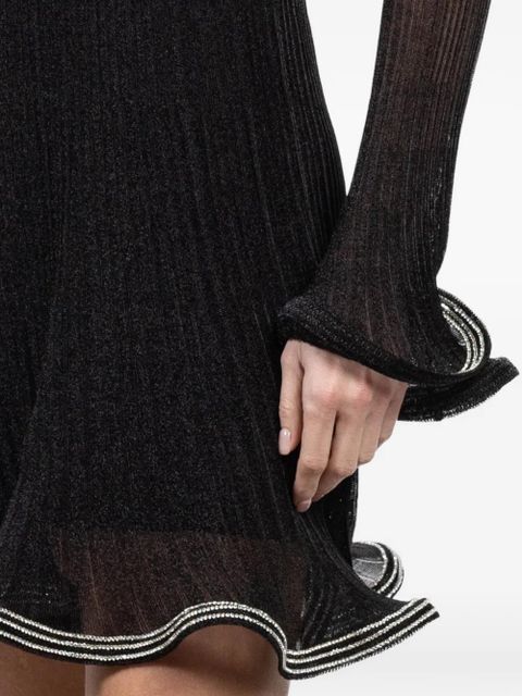 Simkhai ruffled long-sleeve mini dress - Black