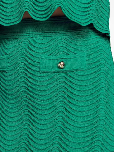 SANDRO wave-pattern knitted skirt - Green