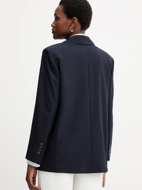 Marella marynarka z wełną kolor granatowy jednorzędowa gładka 2523046144200