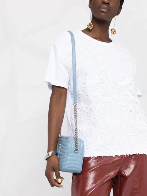 Valentino Garavani logo print lace-panel T-shirt - White