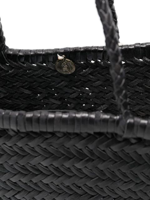 DRAGON DIFFUSION Triple Jump Small woven leather tote - Black
