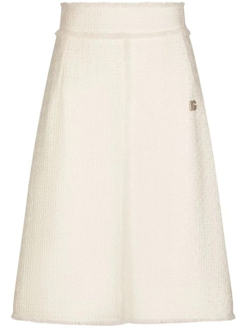 Dolce & Gabbana front-slit tweed midi skirt - White - zdjęcie produktu nr 1