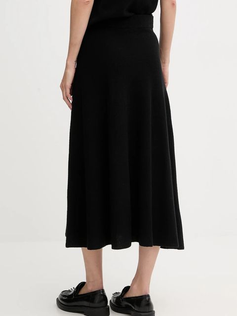 United Colors of Benetton spódnica z dodatkiem wełny kolor czarny midi rozkloszowana 1444D002B