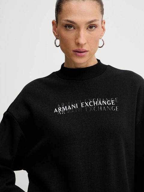 Armani Exchange bluza bawełniana damska kolor czarny z nadrukiem XW000787 AF16141