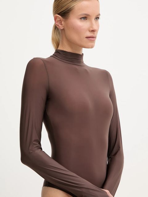 Calvin Klein Performance body treningowe kolor brązowy z półgolfem LVGWF5K139
