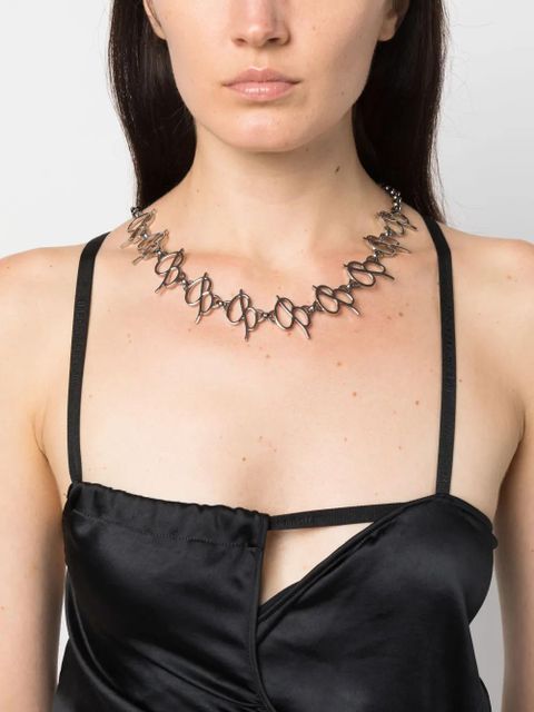 Blumarine logo-lettering polished-finish necklace - Silver - zdjęcie produktu nr 2