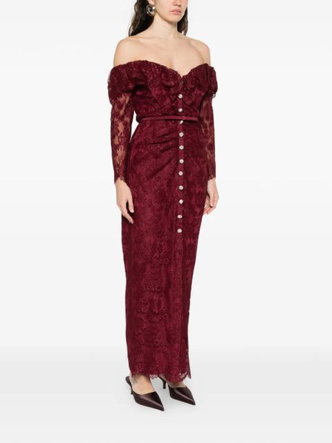 Self-Portrait lace button dress - Red