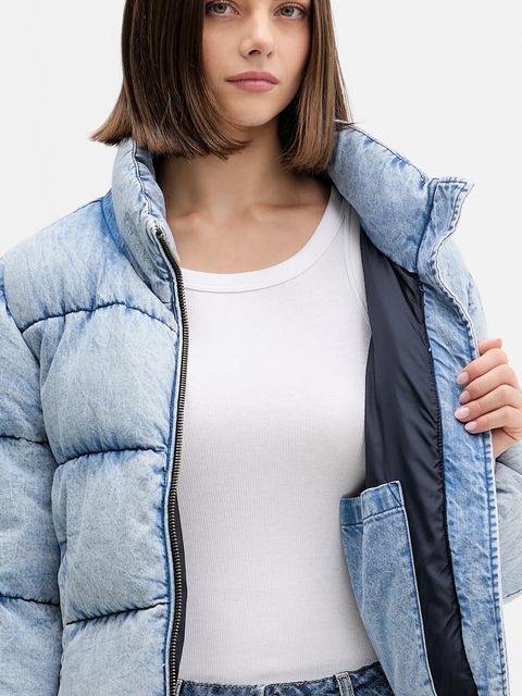 Guess Jeans kurtka jeansowa kolor niebieski zimowa W5BL85 D6181