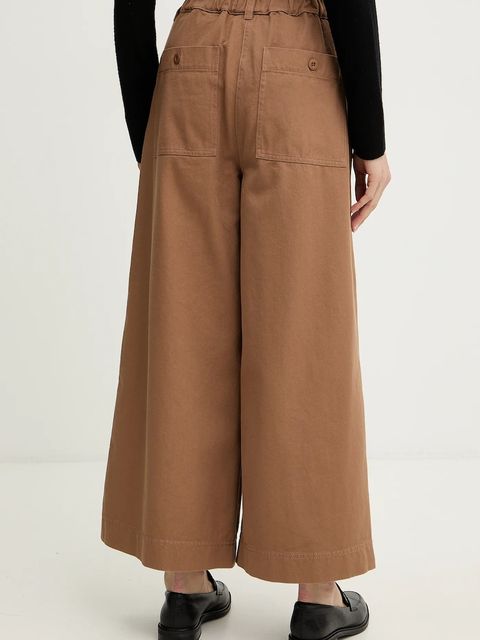 Weekend Max Mara spodnie ARIETE damskie kolor brązowy szerokie high waist 2615131121600