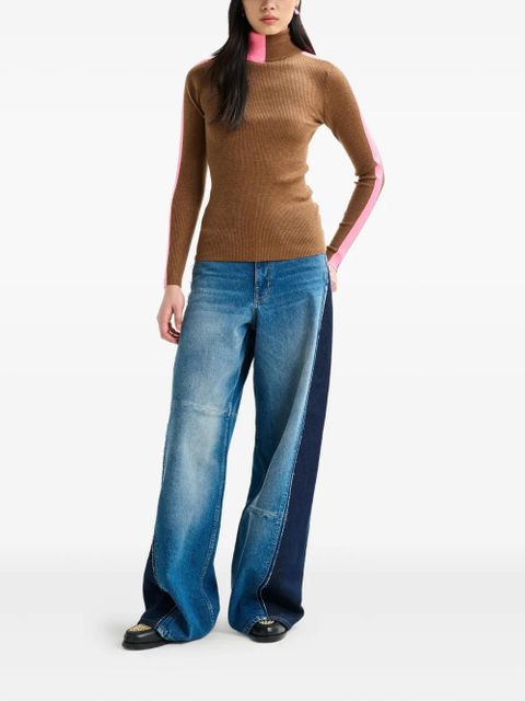 Essentiel Antwerp stripe-detail turtleneck sweater - Brown - zdjęcie produktu nr 2