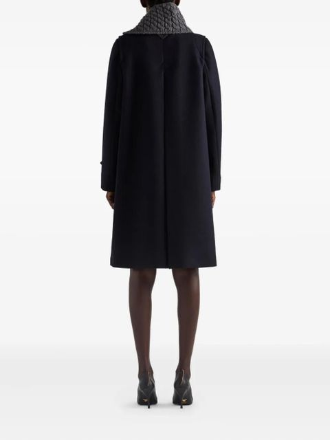 Prada Leather Button Wool Coat - Blue - zdjęcie produktu nr 2