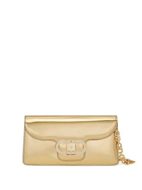 Ferragamo crystal-embellished chain-strap clutch bag - Gold - zdjęcie produktu nr 1