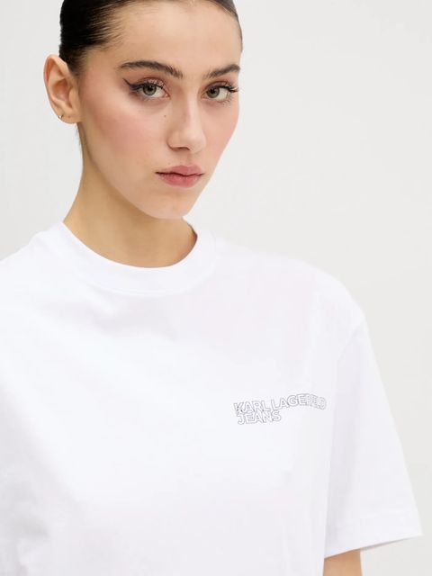 Karl Lagerfeld Jeans sukienka bawełniana kolor biały mini prosta A2W13036