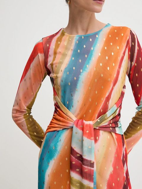 Never Fully Dressed sukienka kolor pomarańczowy midi prosta NFDDR2796