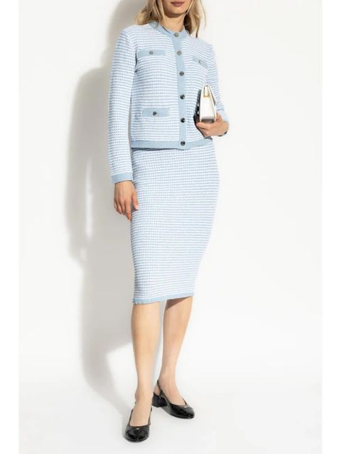 Tory Burch cotton-blend striped skirt - Blue