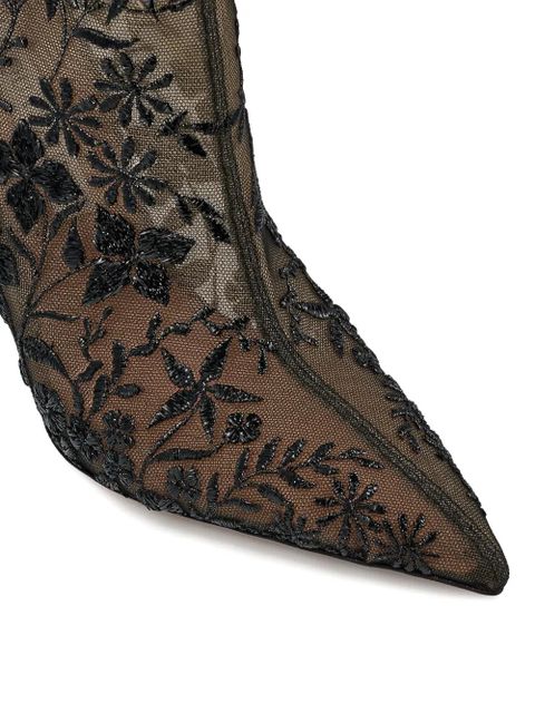 Aquazzura floral beaded knee-high boots - White