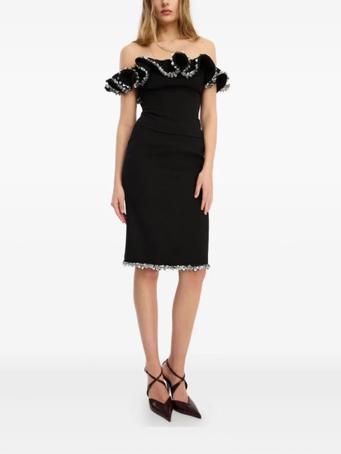 ROTATE BIRGER CHRISTENSEN embellished-detail midi skirt - Black