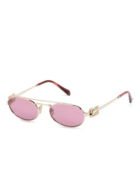Miu Miu Eyewear logo-lettering oval-frame sunglasses - Pink - zdjęcie produktu nr 2