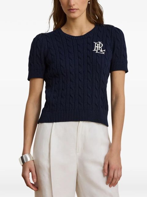 Lauren Ralph Lauren cable-knit logo-embroidered T-shirt - Blue - zdjęcie produktu nr 2