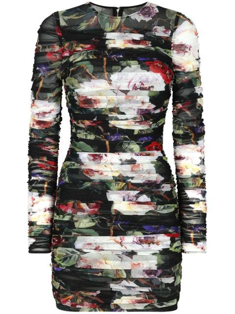 Dolce & Gabbana floral-print short dress - Neutrals - zdjęcie produktu nr 1