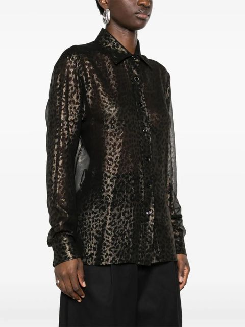 TOM FORD laminated leopard-print silk shirt - Black