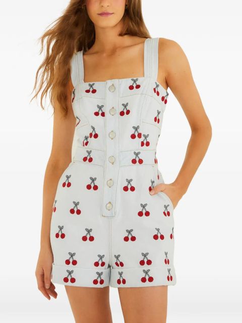 FARM Rio cherry-print buttoned playsuit - Blue - zdjęcie produktu nr 2