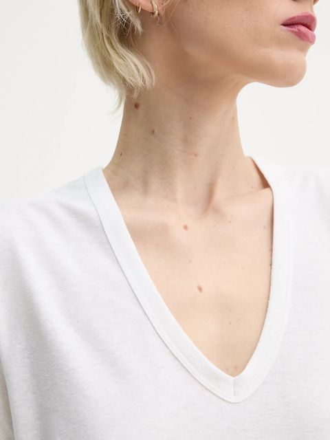 ZADIG&VOLTAIRE t-shirt z domieszką lnu damski kolor biały JWTS02726 - zdjęcie produktu nr 2