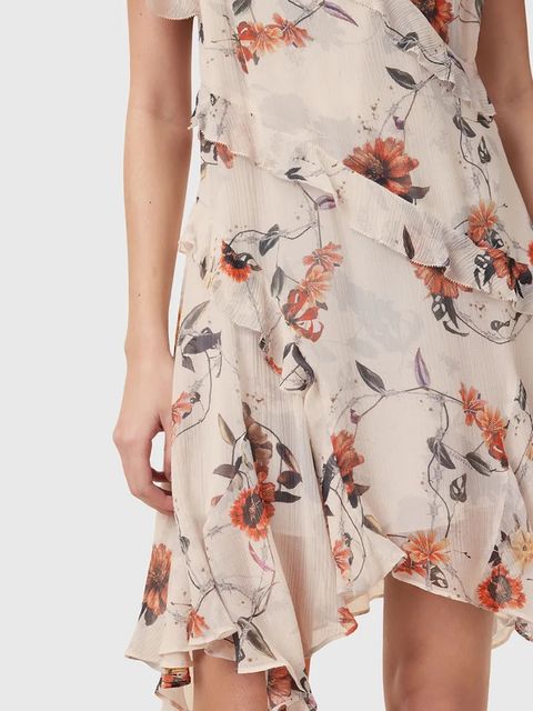 AllSaints sukienka z domieszką jedwabiu DARMA