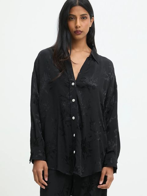 Answear.LAB koszula damska kolor czarny relaxed z kołnierzykiem klasycznym - zdjęcie produktu nr 1