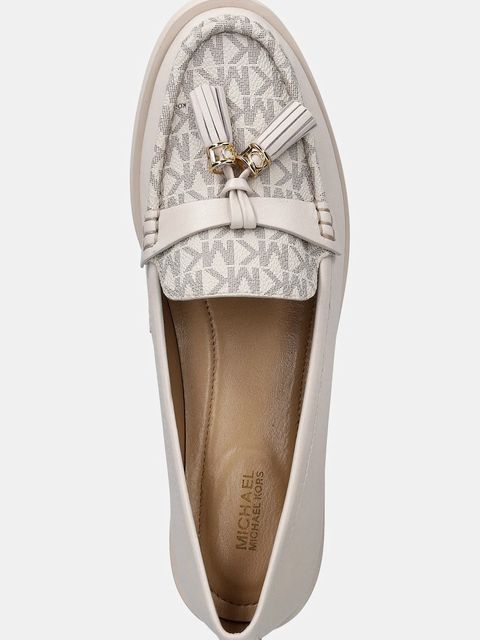 MICHAEL Michael Kors mokasyny skórzane Kiernan Loafer damskie kolor beżowy na płaskim obcasie 40T4KRFP1B.289