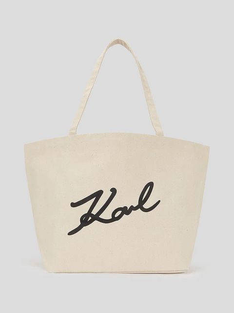 Karl Lagerfeld torebka bawełniana K/SIGNATURE kolor beżowy A3W50108 - zdjęcie produktu nr 1