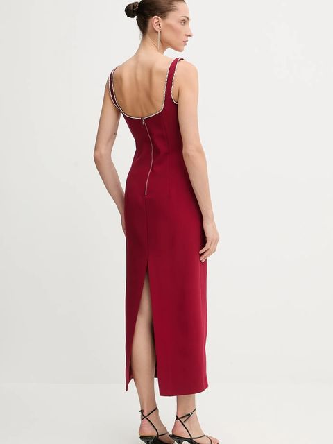 Bardot sukienka kolor bordowy maxi prosta 59009DB2