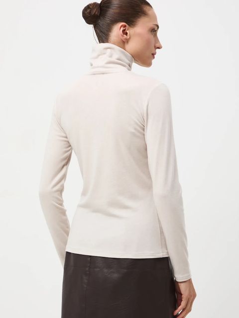 Medicine longsleeve z wełną kolor beżowy z golfem - zdjęcie produktu nr 2