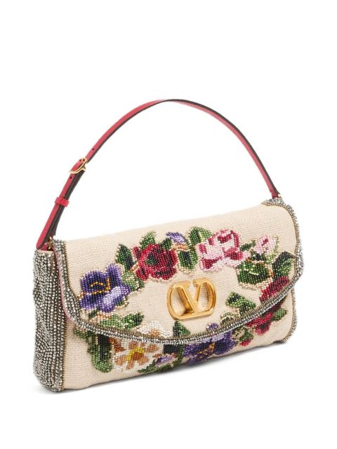 Valentino Garavani small Vain Soft embroidered shoulder bag - Neutrals