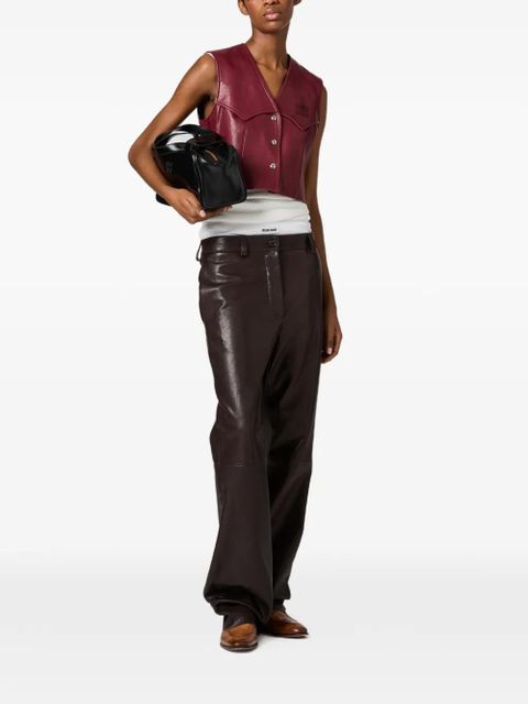 Miu Miu snap-button leather vest - Red