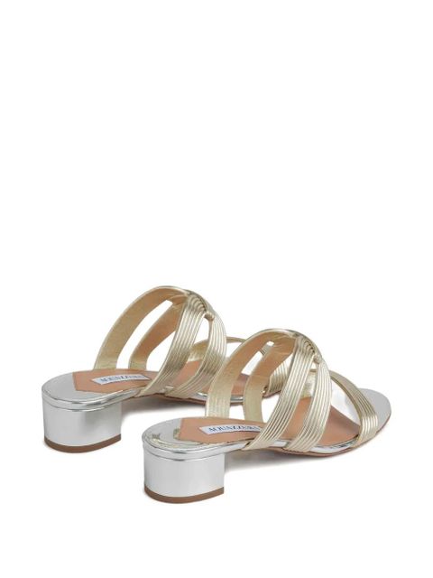 Aquazzura ribbed-strap metallic sandals - Gold - zdjęcie produktu nr 2