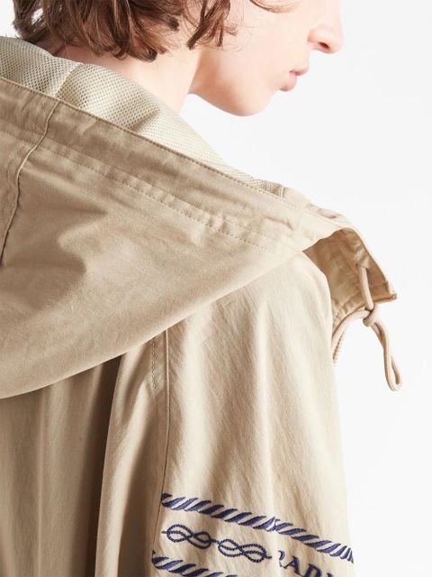 Prada logo-embroidered hooded jacket - Neutrals - zdjęcie produktu nr 2