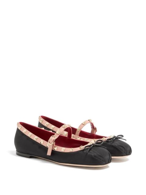 Valentino Garavani rockstud Mary-Jane ballerina in Moiré fabric 05mm - Black - zdjęcie produktu nr 2
