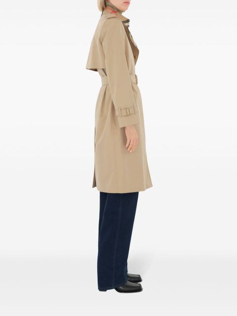 Burberry plaid-collar gabardine trench coat - Neutrals