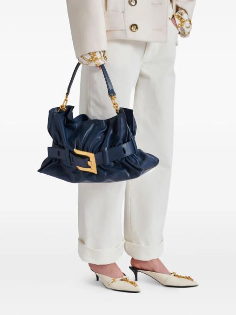 Balmain belted calfskin tote bag - Blue - zdjęcie produktu nr 2
