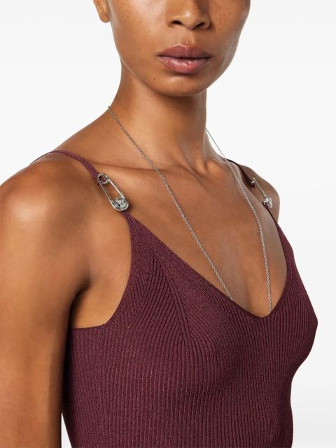 Versace safety-pin ribbed midi dress - Red