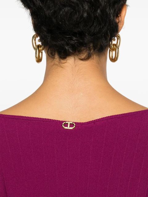 TWINSET ribbed blouse and skirt - Purple