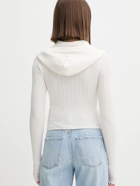 Tommy Jeans kardigan damski kolor biały lekki DW0DW21673