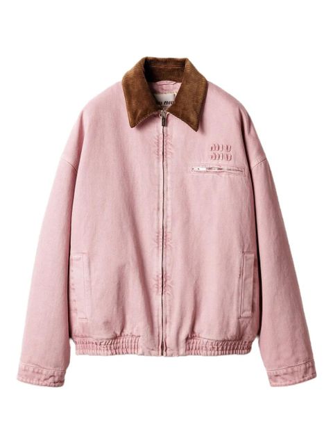 Miu Miu padded corduroy-collar blouson - Pink - zdjęcie produktu nr 1