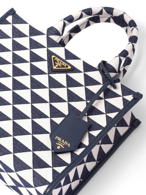 Prada small Symbole embroidered tote bag - Blue